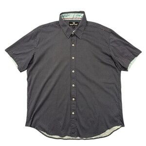 ButterCloth Button Up Shirt Mens 2XL Navy Blue Geometric Cotton Short Sleeve